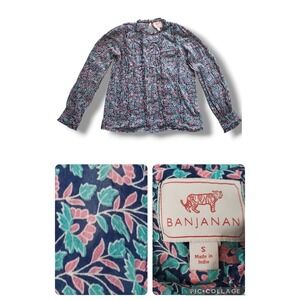 Tuckernuck Banjanan Floral Top Womens Small Blue Ruffle Cotton Cottagecore Fairy